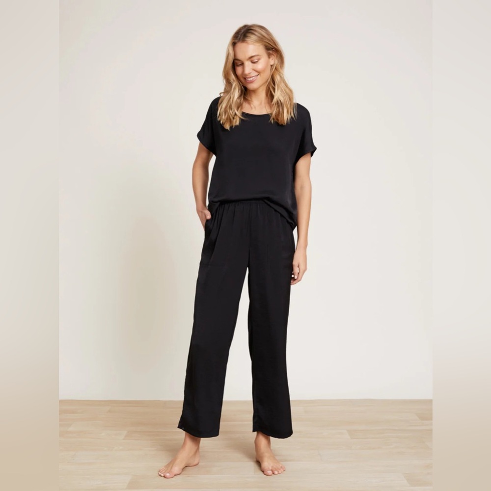 Barefoot Dreams • Washed Satin Tee & Cropped Pant Set Size Small